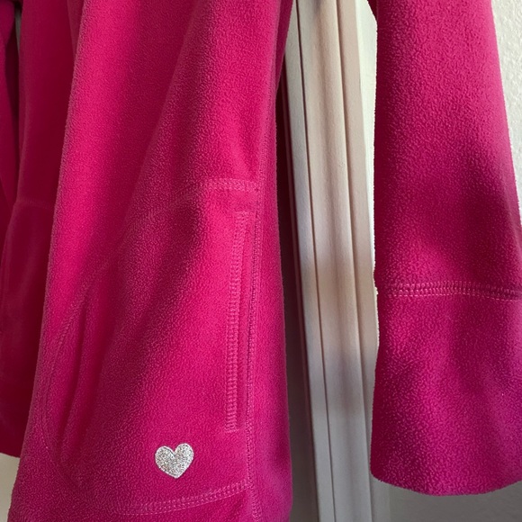 GapKids Girl’s XL 12 Fleece Tunic Pullover Hoodie Pockets Pink / Turquoise - Picture 5 of 9